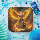 Fantasy Schattige Steampunk Flames Phoenix Papieren Bordje (Feest)