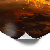 Fantasy Schattige Steampunk Flames Phoenix Perfect Poster (Hoek)