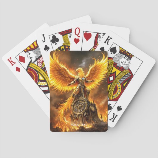 Fantasy Schattige Steampunk Flames Phoenix Pokerkaarten (Achterkant)