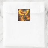Fantasy Schattige Steampunk Flames Phoenix Vierkante Sticker (Tas)
