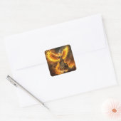 Fantasy Schattige Steampunk Flames Phoenix Vierkante Sticker (Envelop)