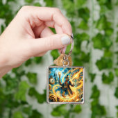 Fantasy Schattige Steampunk Tijd Wizard Sleutelhanger (Hand)