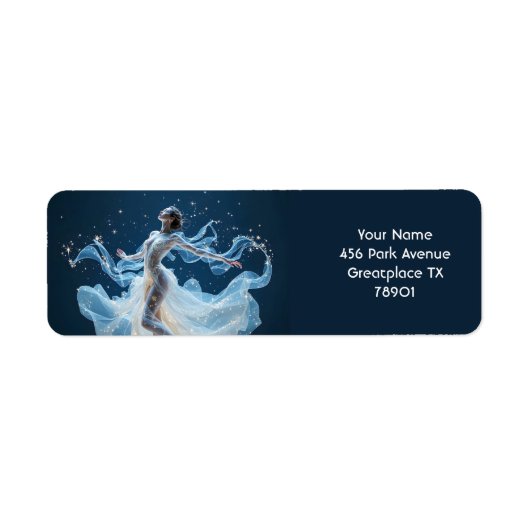 Fantasy Schattige Sterren Dansende Dame Etiket (Voorkant)