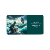 Fantasy Schattige Storm Zee Piraten Etiket (Voorkant)