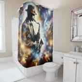 Fantasy Schattige Straatmuzikant Saxofoon Douchegordijn (In situ)