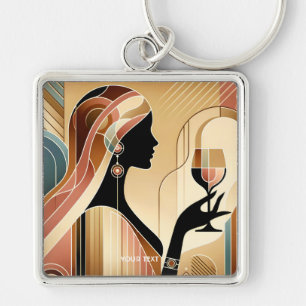 Fantasy Schattige Striking Woman Profiel Sleutelhanger