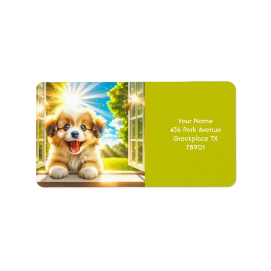 Fantasy Schattige Sun Baby Dog Etiket (Voorkant)