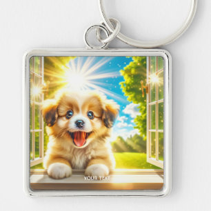 Fantasy Schattige Sun Baby Dog Sleutelhanger
