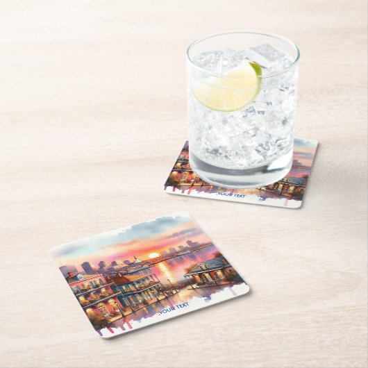Fantasy Schattige Sunset New Orleans Uitzicht Kartonnen Onderzetters (Insitu)