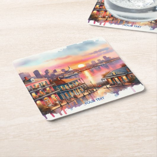 Fantasy Schattige Sunset New Orleans Uitzicht Kartonnen Onderzetters (Schuin)