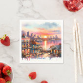 Fantasy Schattige Sunset New Orleans Uitzicht Servet (Insitu)