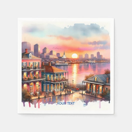 Fantasy Schattige Sunset New Orleans Uitzicht Servet (Voorkant)
