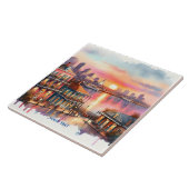 Fantasy Schattige Sunset New Orleans Uitzicht Tegeltje (Zijkant)