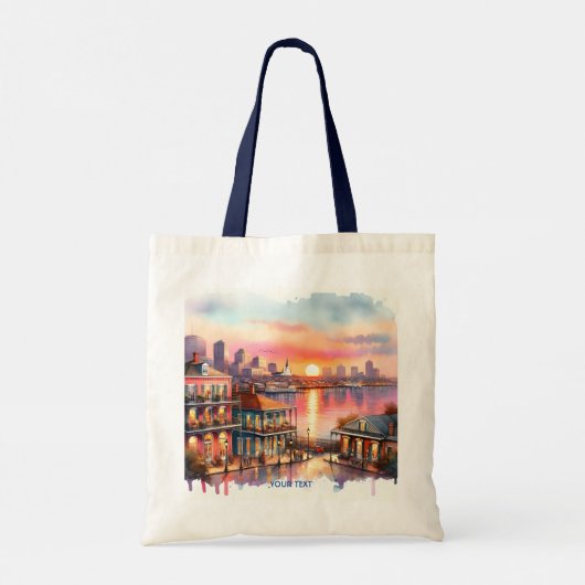 Fantasy Schattige Sunset New Orleans Uitzicht Tote Bag (Achterkant)