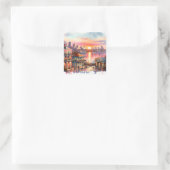 Fantasy Schattige Sunset New Orleans Uitzicht Vierkante Sticker (Tas)