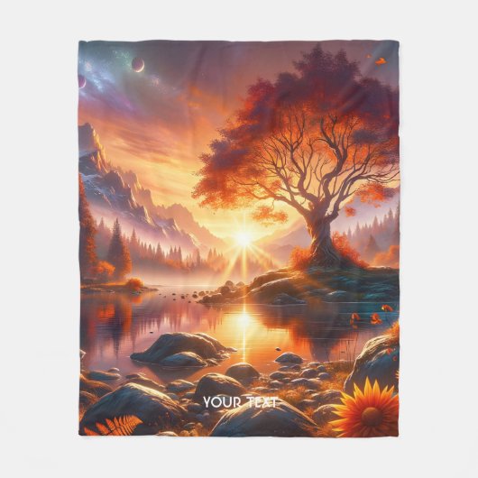 Fantasy Schattige Sunset Sinaasappel Tree Fleece Deken (Voorkant)