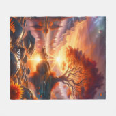 Fantasy Schattige Sunset Sinaasappel Tree Fleece Deken (Voorkant (Horizontaal))