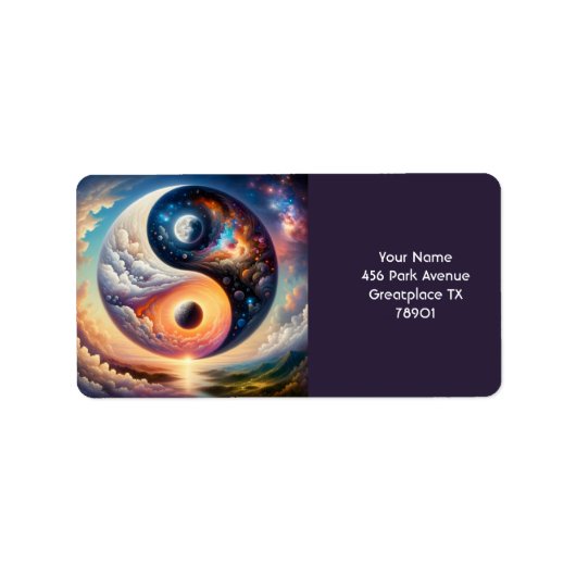 Fantasy Schattige Surreal Yin Yang Etiket (Voorkant)