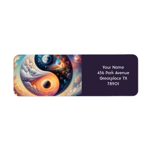 Fantasy Schattige Surreal Yin Yang Etiket (Voorkant)