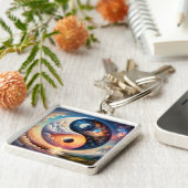 Fantasy Schattige Surreal Yin Yang Sleutelhanger (Zijkant)