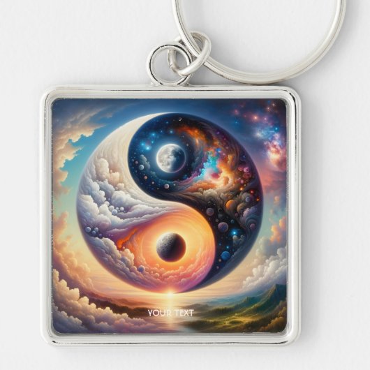 Fantasy Schattige Surreal Yin Yang Sleutelhanger (Voorkant)