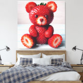 Fantasy Schattige Sweet Aardbeien Beer Canvas Afdruk (Insitu (Slaapkamer))
