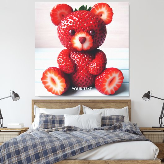 Fantasy Schattige Sweet Aardbeien Beer Canvas Afdruk (Insitu (Slaapkamer))