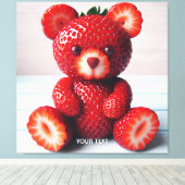 Fantasy Schattige Sweet Aardbeien Beer Canvas Afdruk (Insitu (Houten vloer))