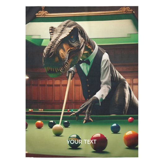 Fantasy Schattige T-rex Spelen Snooker Tafelkleed (Voorkant)