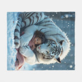 Fantasy Schattige Tijger Meisje Winter Fleece Deken (Voorkant (Horizontaal))