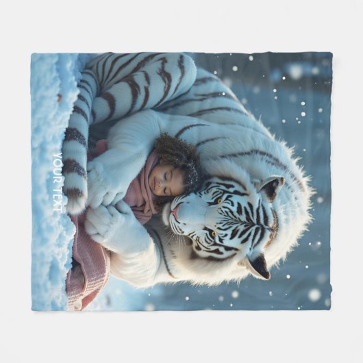 Fantasy Schattige Tijger Meisje Winter Fleece Deken (Voorkant (Horizontaal))