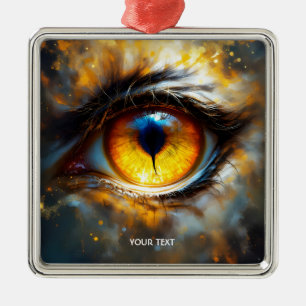 Fantasy Schattige Tijger Oranje Oog Metalen Ornament