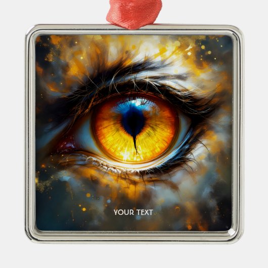 Fantasy Schattige Tijger Oranje Oog Metalen Ornament (Voorkant)
