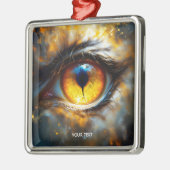 Fantasy Schattige Tijger Oranje Oog Metalen Ornament (Links)