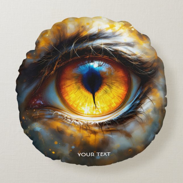 Fantasy Schattige Tijger Oranje Oog Rond Kussen (Voorkant)