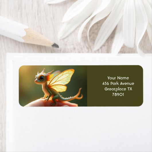 Fantasy Schattige Tiny Baby Dragon Etiket (Insitu)