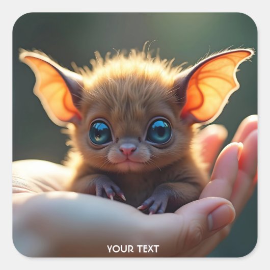 Fantasy Schattige Tiny Bat Hand Vierkante Sticker (Voorkant)