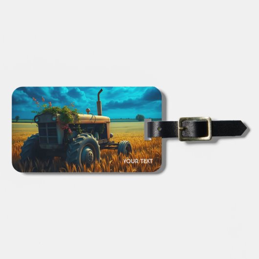 Fantasy Schattige Tractor Moon Field Bagagelabel (Voorkant horizontaal)