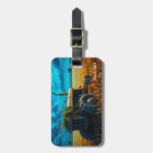 Fantasy Schattige Tractor Moon Field Bagagelabel (Voorkant verticaal)