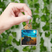 Fantasy Schattige Tractor Moon Field Sleutelhanger (Hand)