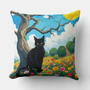 Fantasy Schattige Tree Cat Flowers Kussen