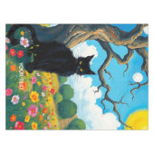 Fantasy Schattige Tree Cat Flowers Tafelkleed (Voorkant (Horizontaal))