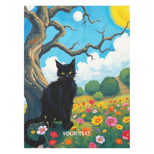 Fantasy Schattige Tree Cat Flowers Tafelkleed (Voorkant)