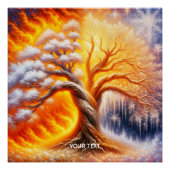 Fantasy Schattige Tree Fire Snow Perfect Poster (Voorkant)
