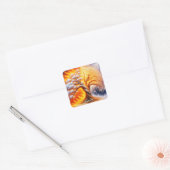 Fantasy Schattige Tree Fire Snow Vierkante Sticker (Envelop)