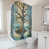 Fantasy Schattige Tree Swamp Night Douchegordijn (In situ)