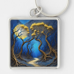 Fantasy Schattige Trees Night Moon Sleutelhanger
