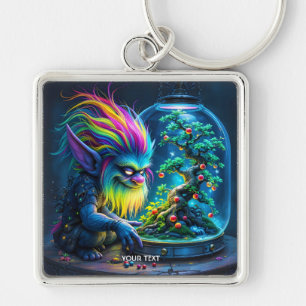 Fantasy Schattige Troll Bonsai Tree Sleutelhanger