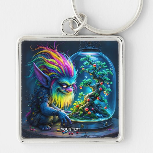 Fantasy Schattige Troll Bonsai Tree Sleutelhanger (Voorkant)