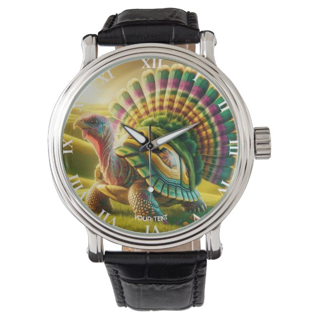 Fantasy Schattige Turkije Turtle Mix Horloge (Voorkant)